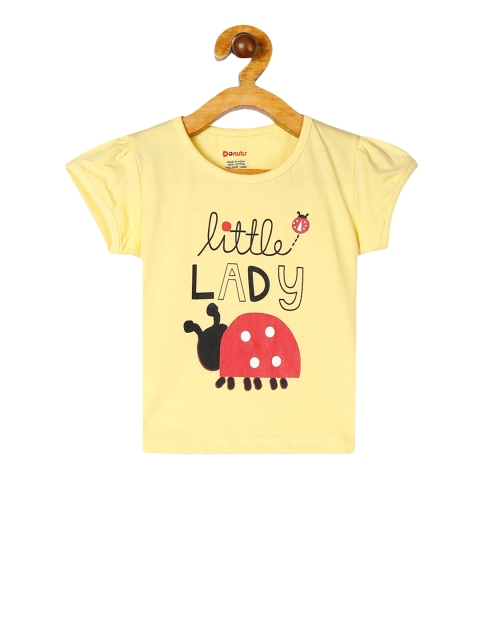 

Donuts Infant Yellow & Black Printed Round Neck T-shirt