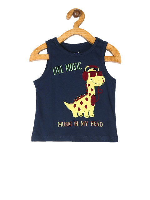 

Donuts Infant Boys Navy Blue Printed Round Neck T-shirt