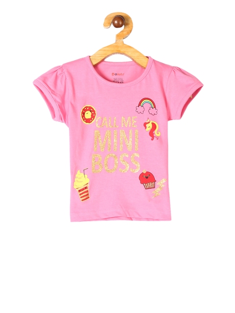 

Donuts Girls Pink Printed Round Neck T-shirt