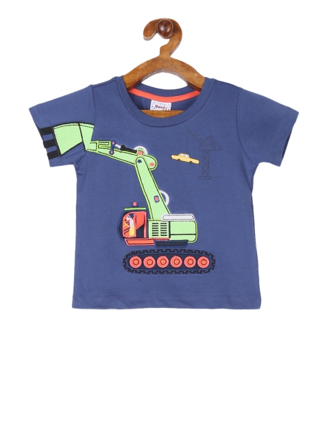 

Donuts Infant Boys Blue Appliqued Round Neck T-shirt