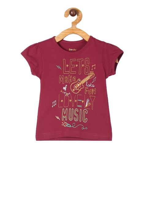 

Donuts Girls Brown Printed Round Neck T-shirt