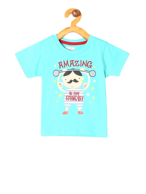 

Donuts Boys Turquoise Blue Printed Round Neck T-shirt