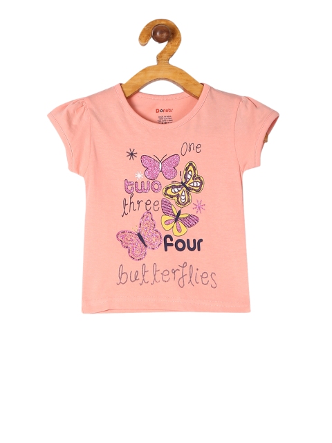 

Donuts Girls Peach-Coloured Printed Round Neck T-shirt