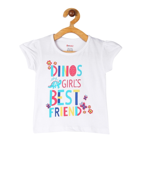 

Donuts Girls White Printed Round Neck T-shirt