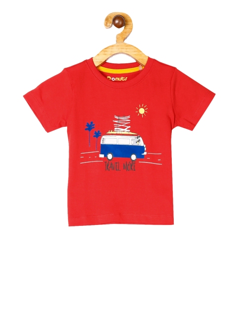 

Donuts Boys Red Printed Round Neck T-shirt