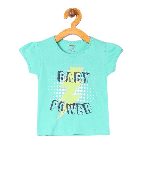 

Donuts Girls Sea Green Printed Round Neck T-shirt