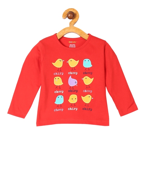 

Donuts Girls Red Printed Round Neck T-shirt