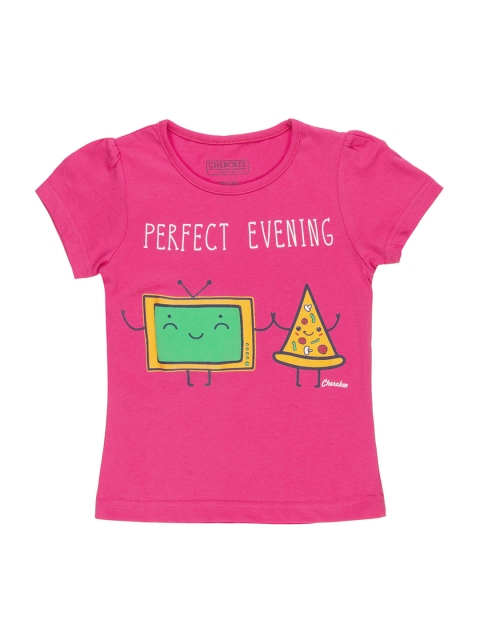 

Cherokee Girls Pink Printed Round Neck T-shirt