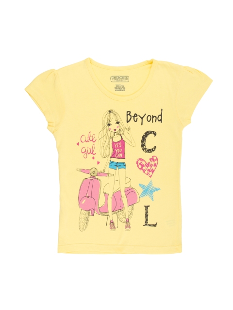 

Cherokee Girls Yellow Printed Round Neck T-shirt