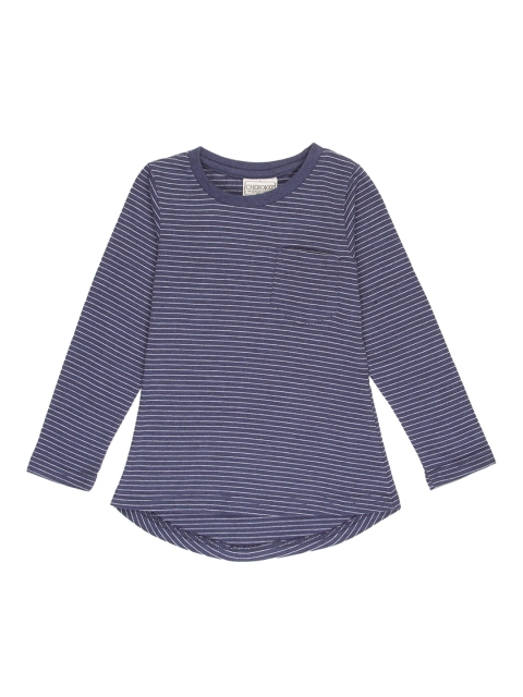 

Cherokee Girls Blue & White Striped Round Neck T-shirt