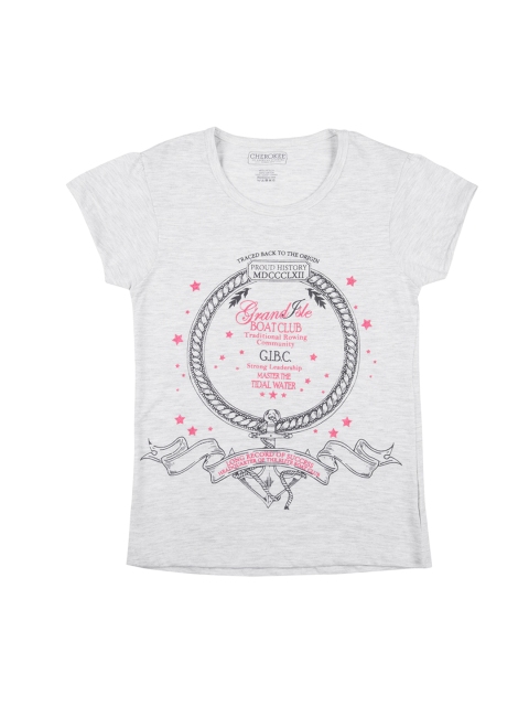 

Cherokee Girls Grey Printed Round Neck T-shirt