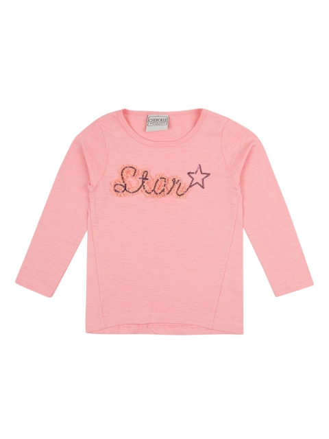 

Cherokee Girls Pink Self Design Round Neck T-shirt