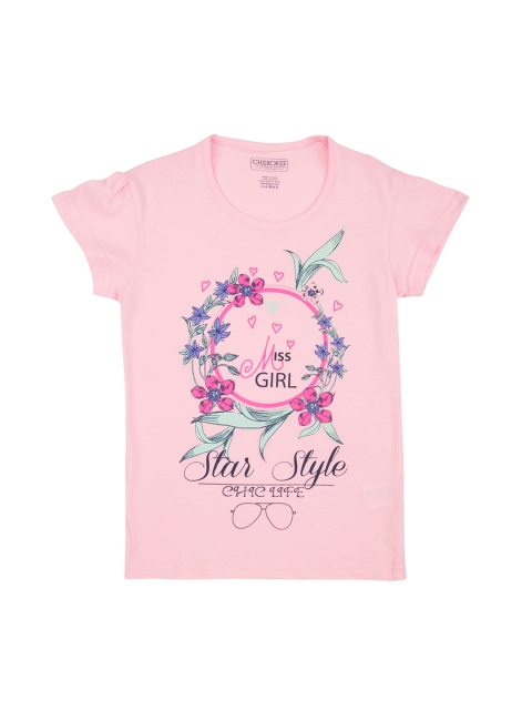 

Cherokee Girls Pink Printed Round Neck T-shirt