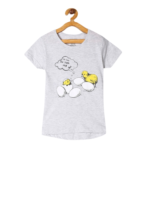 

Cherokee Girls Grey Printed Round Neck T-shirt