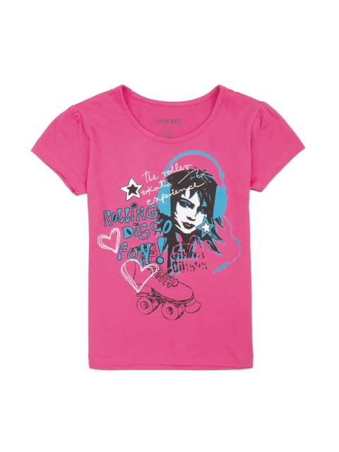 

Cherokee Girls Pink Printed Round Neck T-shirt