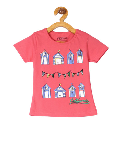 

Cherokee Girls Pink Printed Round Neck T-shirt