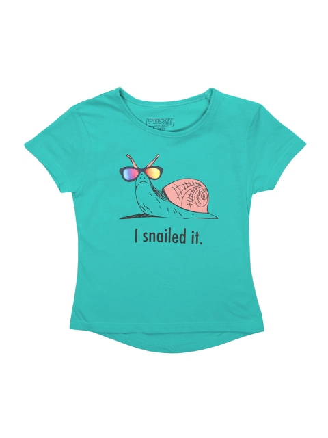 

Cherokee Girls Blue Snail Print Round Neck T-shirt