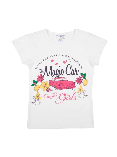 

Cherokee Girls White Printed Round Neck T-shirt
