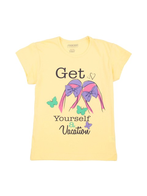 

Cherokee Girls Yellow Printed Round Neck T-shirt
