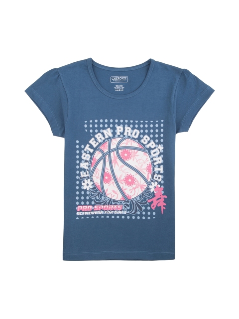 

Cherokee Girls Blue Printed Round Neck T-shirt