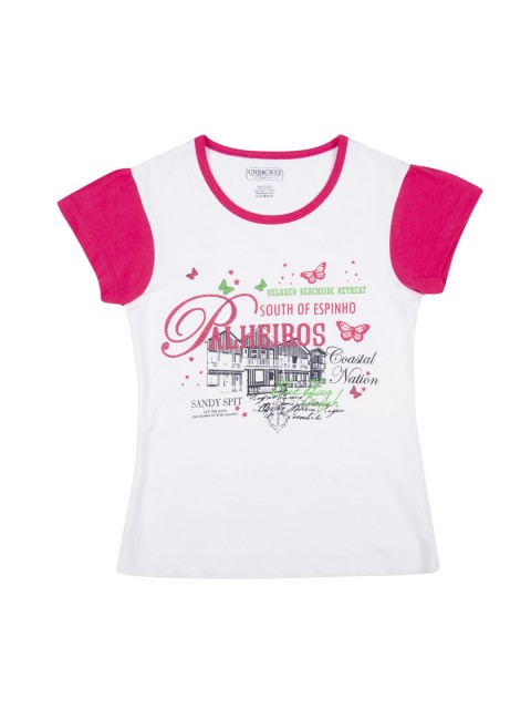

Cherokee Girls White Printed Round Neck T-shirt