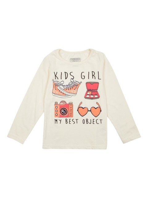 

Cherokee Girls White Printed Round Neck T-shirt
