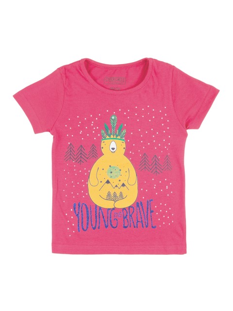 

Cherokee Girls Pink & Yellow Printed Round Neck T-shirt