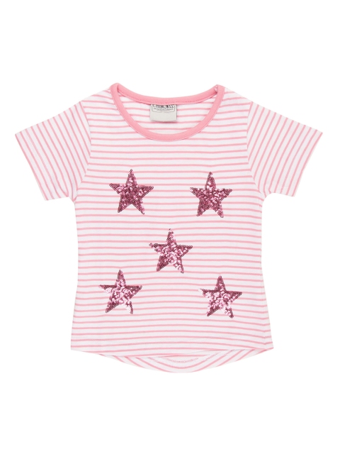 

Cherokee Girls Pink Star Sequin Embellished Round Neck T-shirt