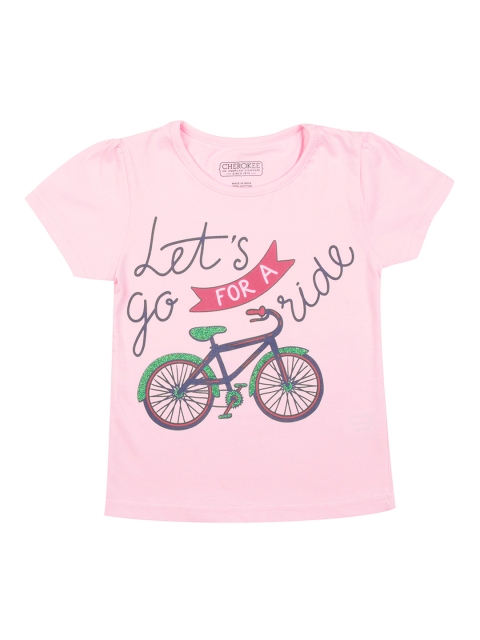 

Cherokee Girls Pink Printed Round Neck T-shirt
