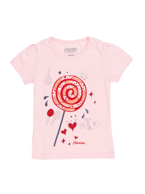 

Cherokee Girls Pink Printed Round Neck T-shirt