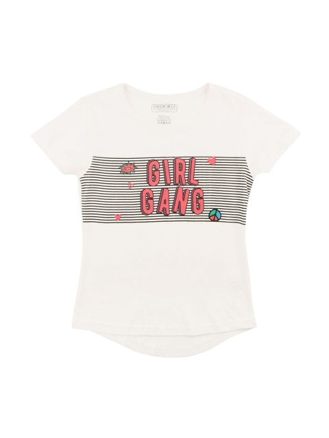 

Cherokee Girls White Printed Round Neck T-shirt