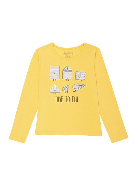 

Cherokee Girls Yellow & White Printed Round Neck T-shirt