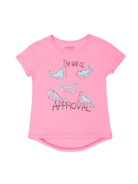 

Cherokee Girls Pink Printed Round Neck T-shirt