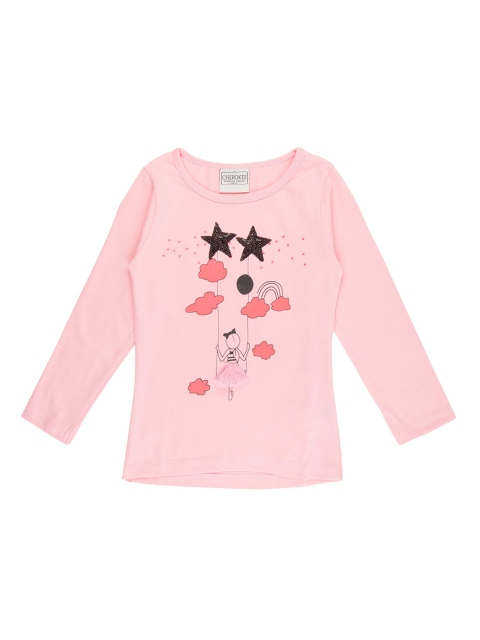 

Cherokee Girls Pink Sequinned Round Neck T-shirt