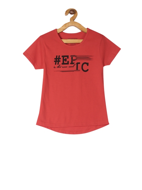 

Cherokee Girls Rust Red Printed Round Neck T-shirt