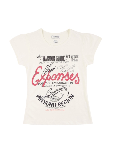 

Cherokee Girls Off-White Printed Round Neck T-shirt