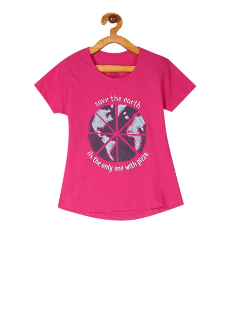 

Cherokee Girls Pink & Blue Printed Round Neck T-shirt