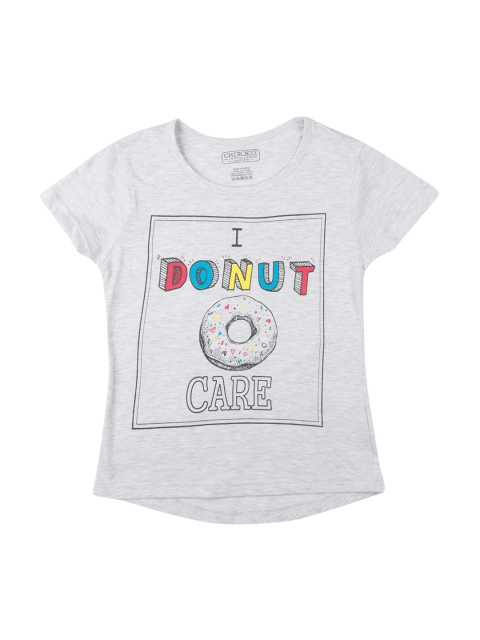 

Cherokee Girls Grey Printed Round Neck T-shirt
