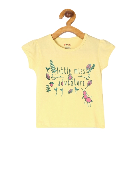 

Donuts Girls Yellow Printed Round Neck T-shirt