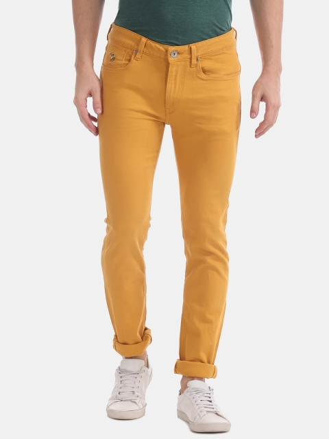 

U.S. Polo Assn. Men Mustard Yellow Skinny Fit Mid-Rise Clean Look Jeans
