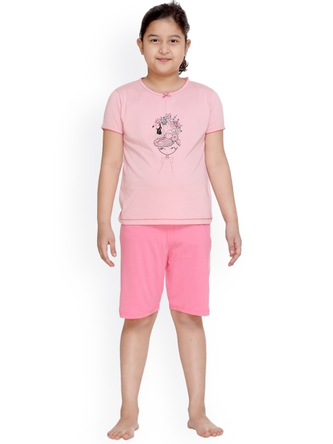 

Kanvin Girls Pink Printed Night suit