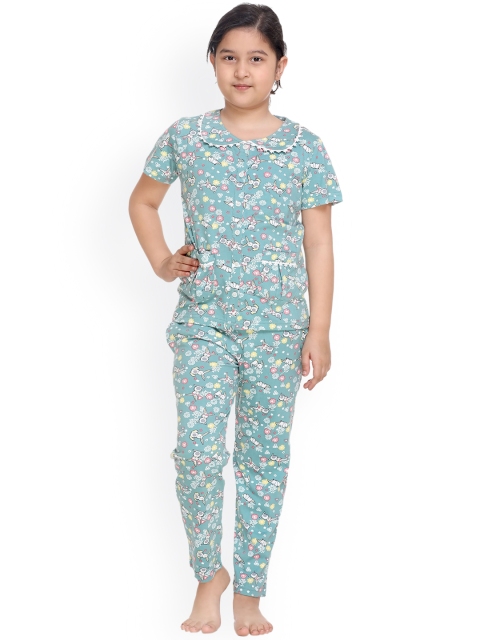

Kanvin Girls Blue & Pink Printed Night suit