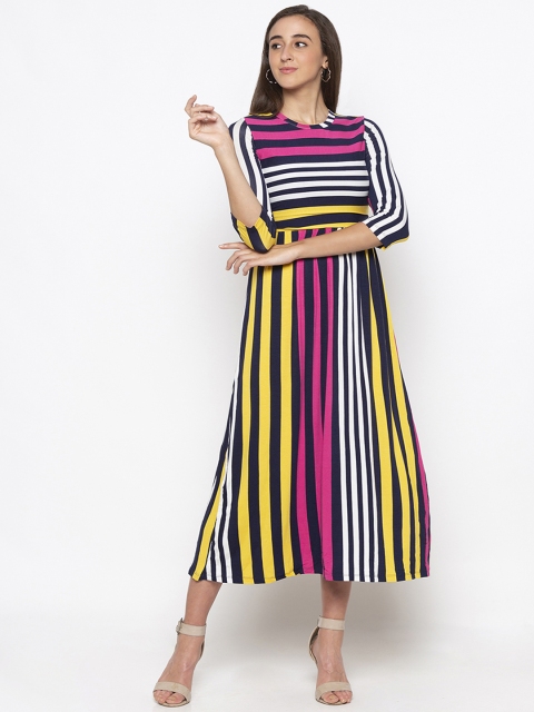 

Globus Women Multicoloured Striped Fit and Flare Dress, Multi