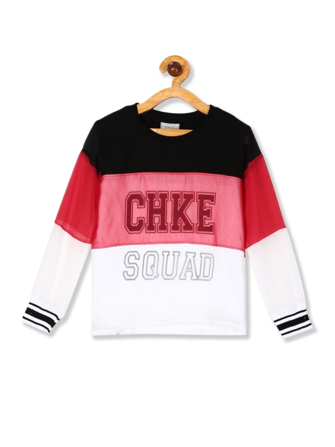 

Cherokee Girls Black Colourblocked Layered Round Neck T-shirt