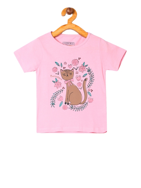 

Cherokee Girls Pink Printed Round Neck T-shirt