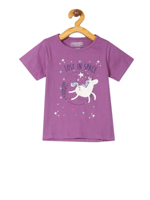 

Cherokee Girls Purple Printed Round Neck T-shirt