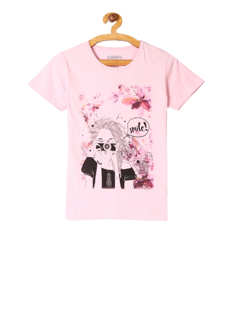 

Cherokee Girls Pink Printed Round Neck T-shirt
