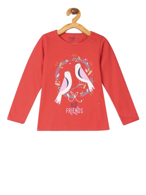 

Cherokee Girls Red Printed Round Neck T-shirt