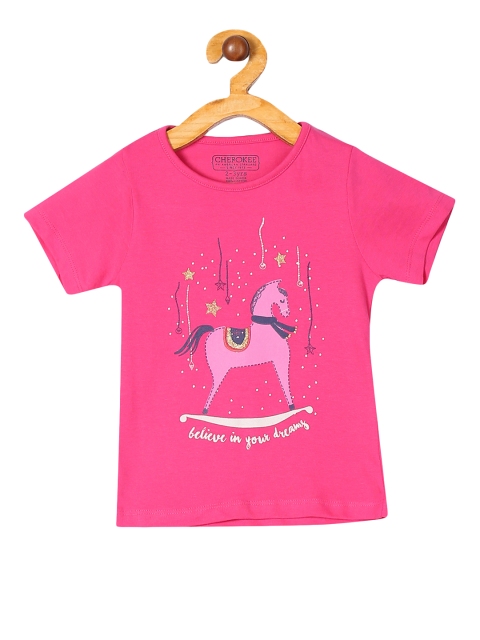 

Cherokee Girls Pink Printed Round Neck T-shirt