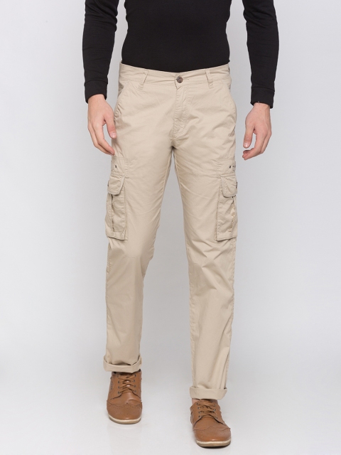 

Globus Men Beige Regular Fit Solid Cargos